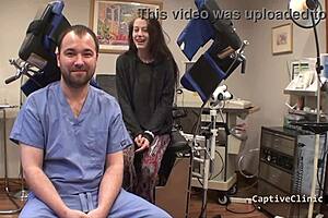 Patient boldly humiliates latex nurse lainey spreading small tits backstage