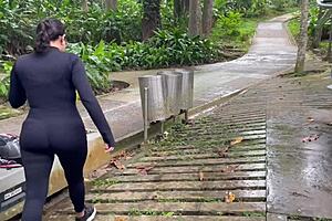 curvy latina seduces stranger's huge cock in risky public park fuck