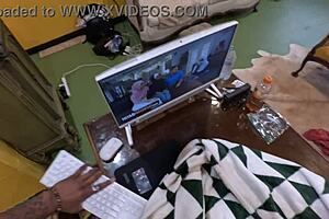 Office cheating wife slut sucks big cock and takes creampie in her tight pussy