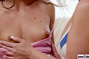 milf unwinds by licking young babe's shaved pussy smooth