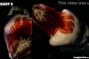 Redhead teases gloryhole skills with cum-drenched tongue play