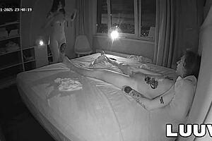 Real couple sneaks late-night homemade fuck with hot cum swallow!