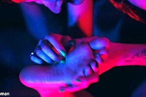 these latina redhead goddesses get horny licking feet tickling submissive toes