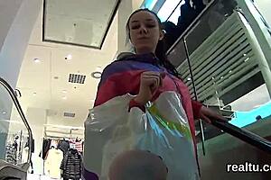 Czech babe tempted at shop center STRIPS before ANAL POUNDING in raw POV