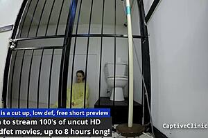 Patient boldly humiliates latex nurse lainey spreading small tits backstage