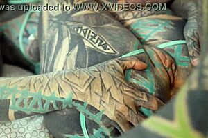 Heavily tattooed babe takes intense gaping ass pounding