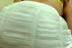 hey sexy curly girl shaking ass with anal plug dancing funk?