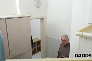 kleptomaniac blonde girlfriend caught stealing leads to wild shaved pussy sex with daddy