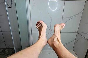 Young Milf's Sexy Feet Tease Huge Cock Toes!