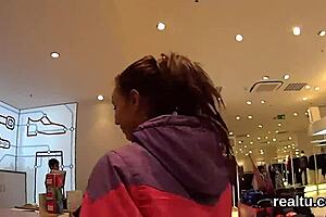 Czech babe tempted at shop center STRIPS before ANAL POUNDING in raw POV