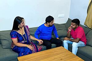 sexy big tits couple invites bisexual friend for steamy threesome fun