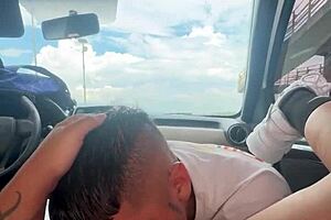 Stranger interrupts colombian babe's workout convinces public car fuck cumshot pov