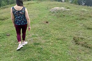 amateur latina milf flashes huge pussy tits ass in forest groped wildly