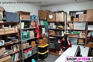 Burglar teen caught at office, punished with big cock hardcore blowjob