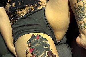 roommates tease with touches through see-through panties up close