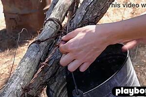 stunning petite blonde milf jennifer love strips her natural small tits outside