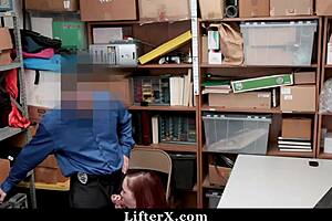 Smart teen shoplifter bent over fucked doggystyle instead of jail by old guy in garage public punishment