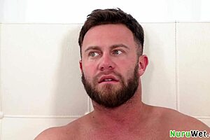 two naughty petites share cock in wet nuru massage bliss