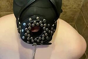 chubby goth bitch chokes on master's monster cock then gulps his hot piss