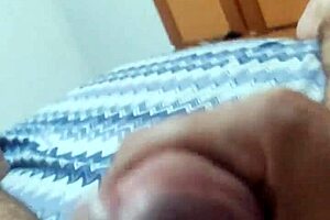 guy strokes his massive cock in intense solo session building to explosive finish