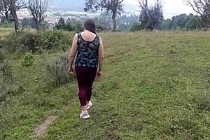 amateur latina milf flashes huge pussy tits ass in forest groped wildly