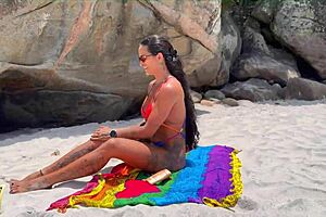 wanna see me creampie this big pussy brunette on the beach with crowds watching?