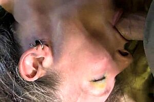 sucking cock deep while vibrator makes her orgasm hard in stockings