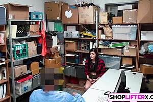 Burglar teen caught at office, punished with big cock hardcore blowjob