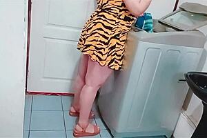 stepmom's washing machine repair turns into wild passionate sex!