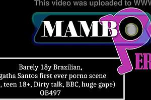 barely legal brazilian agatha santos debuts with dirty talk anal on bbc, huge gape and riding