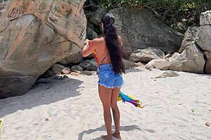 wanna see me creampie this big pussy brunette on the beach with crowds watching?
