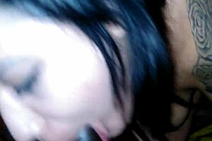 interracial slut gives nasty wet blowjob to huge cock