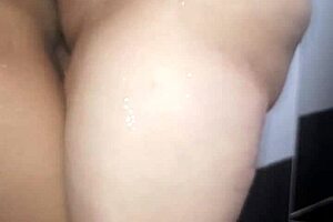 my latina girlfriend squirts wildly from my deep blowjob in the bathroom