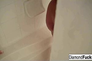 diamond gets wet exploring her desires alone in the steamy shower