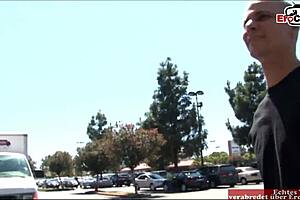 skinny brunette teen with small tits picked up for tight sex and mouth cumshot