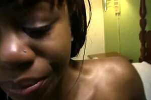 petite chocolate babe sucks dick then gets fucked hard