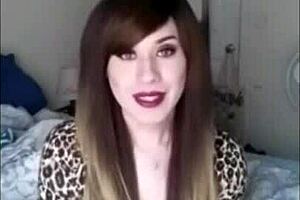 mmm gorgeous ts strokes huge cock and explodes cum everywhere