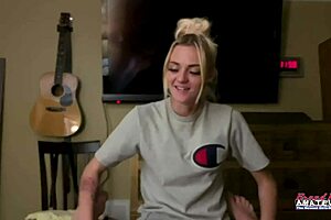 Skinny blonde cutie sucks cock before pussy pounding 😍🍆💦