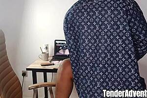 Big black cock pounds fat ebony housewife bent over office desk