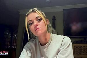 Skinny blonde cutie sucks cock before pussy pounding 😍🍆💦