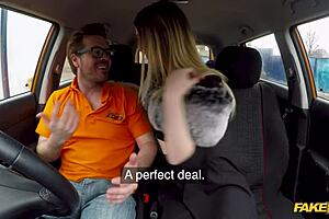 her sexy fishnets and curves in the car had me pounding her bent over with huge cock 😈 fake driving school