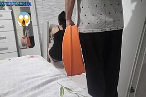 Married Bride Pays Delivery Boy with Bent-Over Doggy Facial Cumshot