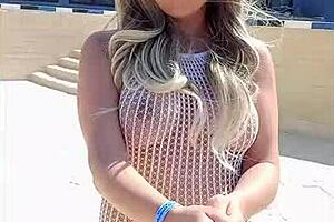 feeling so slutty flashing big tits in see-through dress outdoors