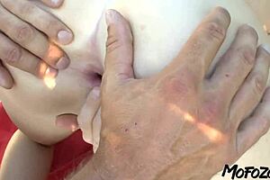 Blonde newbie deepthroats monster cock for full body cum