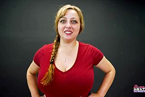 Blue-Eyed Blonde Gwen's Pink Pussy Pounded Deep Doggystyle Swallows Cum Load