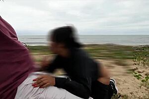 big ass ebony slut takes beach anal creampie from voyeur big cocks