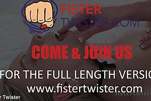 Fistertwister's oiled blonde gets her pussy stretched wide with deep fisting action.