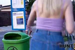 hunt4k! old stud pays cash to doggystyle blindfolded blonde gf outdoors