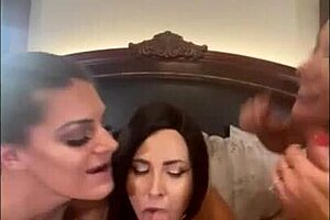 Three busty pornstars coco vandi helena price clover baltimore share huge dick creampie threesome.