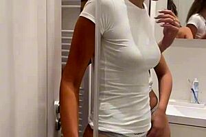 lesbian shower turns sloppy with double bj deepthroat and massive cum swap facials